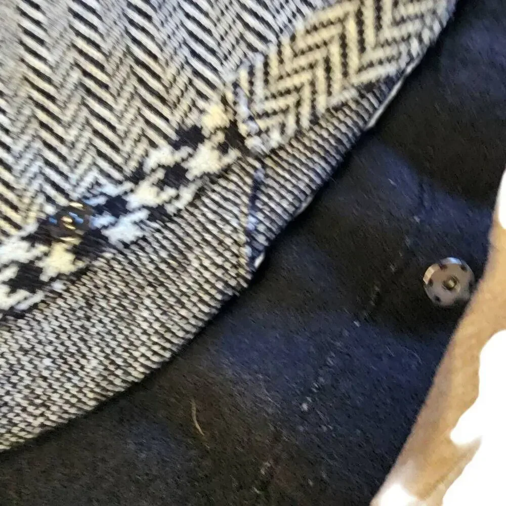 Katie Todd Women's Sweaters, Black & White Houndstooth Plaid Wool Shrug, Sz S/M